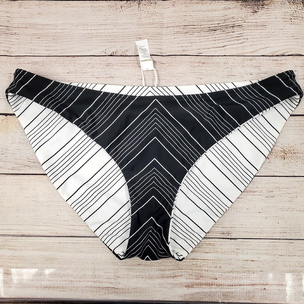 Athleta Chevron Reversible Bikini Bottom Black/White Women's Size Large